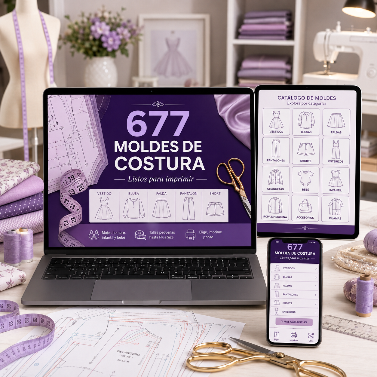 677 Moldes de Costura listos para imprimir